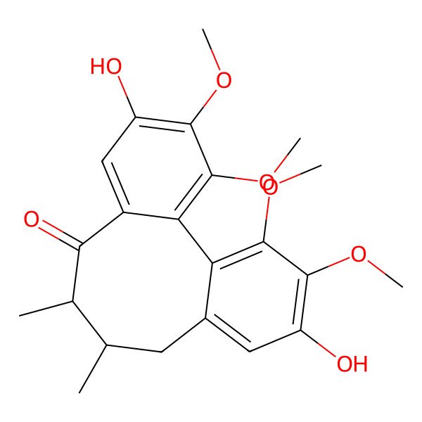 2D Structure of 5,14-Dihydroxy-3,4,15,16-tetramethoxy-9,10-dimethyltricyclo[10.4.0.02,7]hexadeca-1(16),2,4,6,12,14-hexaen-8-one