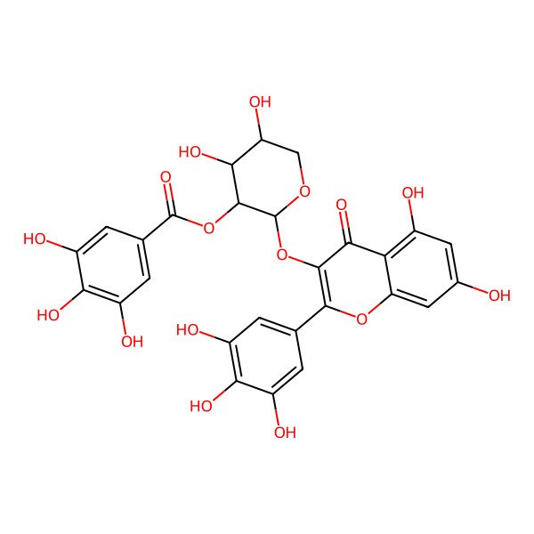 2D Structure of [2-[5,7-Dihydroxy-4-oxo-2-(3,4,5-trihydroxyphenyl)chromen-3-yl]oxy-4,5-dihydroxyoxan-3-yl] 3,4,5-trihydroxybenzoate