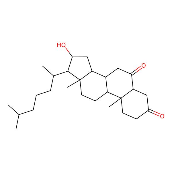 2D Structure of (5S,10R,13S,16S,17R)-16-hydroxy-10,13-dimethyl-17-[(2R)-6-methylheptan-2-yl]-2,4,5,7,8,9,11,12,14,15,16,17-dodecahydro-1H-cyclopenta[a]phenanthrene-3,6-dione