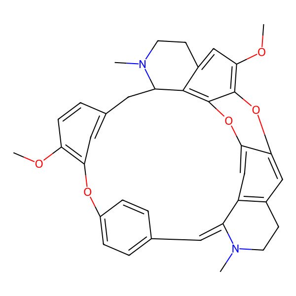 2D Structure of (8E,21R)-16,27-dimethoxy-7,22-dimethyl-14,29,31-trioxa-7,22-diazaoctacyclo[19.9.3.210,13.14,30.115,19.03,8.025,33.028,32]heptatriaconta-1(30),2,4(34),8,10(37),11,13(36),15,17,19(35),25,27,32-tridecaene