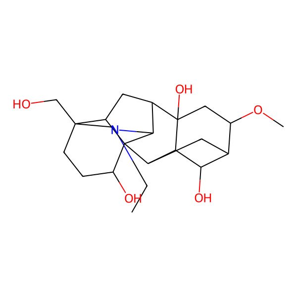 2D Structure of (1S,2R,3R,4S,5S,6S,8S,9S,10R,13S,16S,17R)-11-ethyl-13-(hydroxymethyl)-6-methoxy-11-azahexacyclo[7.7.2.12,5.01,10.03,8.013,17]nonadecane-4,8,16-triol