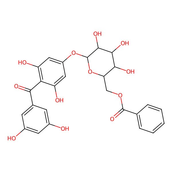 2D Structure of [(2R,3S,4S,5R,6S)-6-[4-(3,5-dihydroxybenzoyl)-3,5-dihydroxyphenoxy]-3,4,5-trihydroxyoxan-2-yl]methyl benzoate