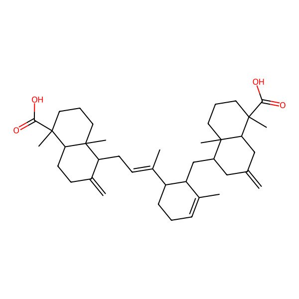 2D Structure of 5-[3-[2-[(5-carboxy-5,8a-dimethyl-3-methylidene-2,4,4a,6,7,8-hexahydro-1H-naphthalen-1-yl)methyl]-3-methylcyclohex-3-en-1-yl]but-2-enyl]-1,4a-dimethyl-6-methylidene-3,4,5,7,8,8a-hexahydro-2H-naphthalene-1-carboxylic acid