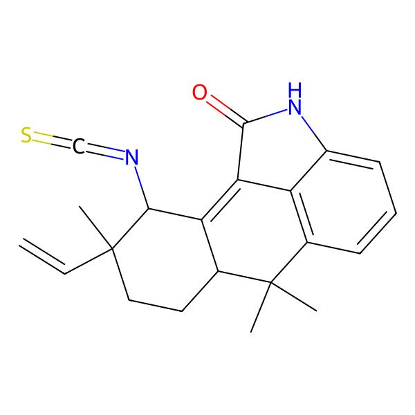 2D Structure of (4R,7R)-4-ethenyl-3-isothiocyanato-4,8,8-trimethyl-14-azatetracyclo[7.6.1.02,7.013,16]hexadeca-1,9(16),10,12-tetraen-15-one