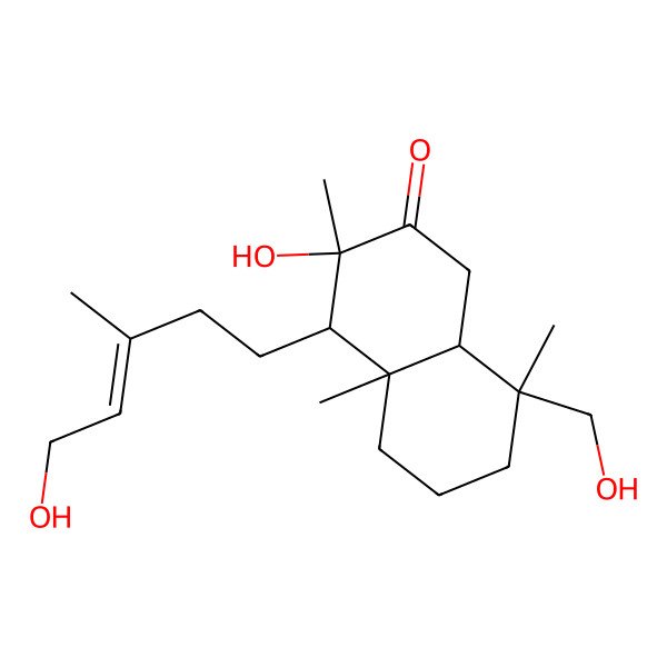 2D Structure of (3R,4R,4aS,8S,8aR)-3-hydroxy-8-(hydroxymethyl)-4-[(E)-5-hydroxy-3-methylpent-3-enyl]-3,4a,8-trimethyl-1,4,5,6,7,8a-hexahydronaphthalen-2-one