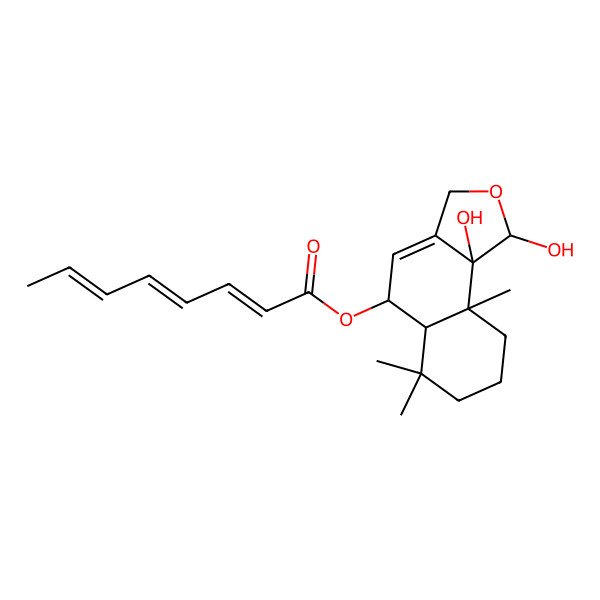 2D Structure of (1,9b-dihydroxy-6,6,9a-trimethyl-3,5,5a,7,8,9-hexahydro-1H-benzo[e][2]benzofuran-5-yl) octa-2,4,6-trienoate