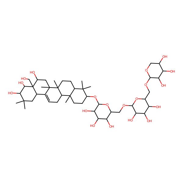 2D Structure of (2R,3R,4S,5S,6R)-2-[[(2R,3S,4S,5R,6R)-6-[[(3S,4aR,6aR,6bS,8S,8aR,9R,10R,12aS,14aR,14bR)-8,9,10-trihydroxy-8a-(hydroxymethyl)-4,4,6a,6b,11,11,14b-heptamethyl-1,2,3,4a,5,6,7,8,9,10,12,12a,14,14a-tetradecahydropicen-3-yl]oxy]-3,4,5-trihydroxyoxan-2-yl]methoxy]-6-[[(2S,3R,4S,5R)-3,4,5-trihydroxyoxan-2-yl]oxymethyl]oxane-3,4,5-triol