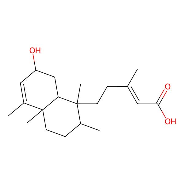 2D Structure of (Z)-5-[(1R,2R,4aS,7S,8aR)-7-hydroxy-1,2,4a,5-tetramethyl-2,3,4,7,8,8a-hexahydronaphthalen-1-yl]-3-methylpent-2-enoic acid