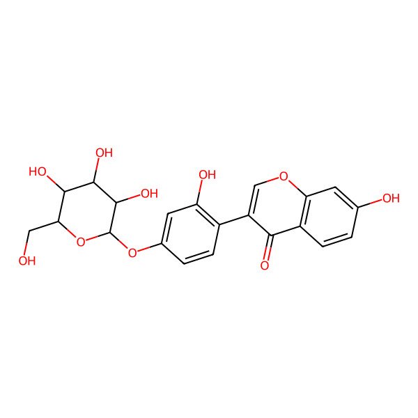 2D Structure of 7-hydroxy-3-[2-hydroxy-4-[(2S,3R,4S,5S,6R)-3,4,5-trihydroxy-6-(hydroxymethyl)oxan-2-yl]oxyphenyl]chromen-4-one