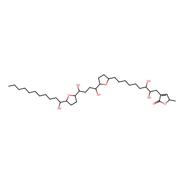 2D Structure of (2R)-4-[(2R,3S)-9-[(2R,5S)-5-[(1S,4S)-1,4-dihydroxy-4-[(2S,5R)-5-[(1S)-1-hydroxyundecyl]oxolan-2-yl]butyl]oxolan-2-yl]-2,3-dihydroxynonyl]-2-methyl-2H-furan-5-one