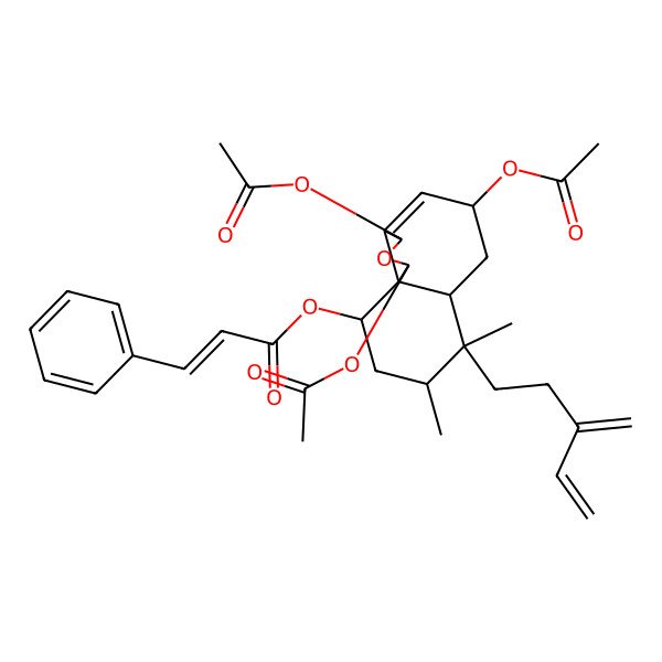 2D Structure of [1,3,5-Triacetyloxy-7,8-dimethyl-7-(3-methylidenepent-4-enyl)-1,3,5,6,6a,8,9,10-octahydrobenzo[d][2]benzofuran-10-yl] 3-phenylprop-2-enoate