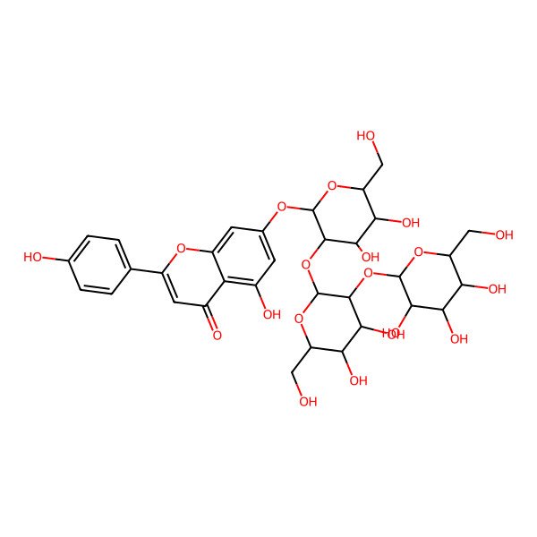 2D Structure of 7-[(2S,3S,4S,5S,6R)-3-[(2S,3R,4S,5S,6R)-4,5-dihydroxy-6-(hydroxymethyl)-3-[(2S,3R,4S,5S,6R)-3,4,5-trihydroxy-6-(hydroxymethyl)oxan-2-yl]oxyoxan-2-yl]oxy-4,5-dihydroxy-6-(hydroxymethyl)oxan-2-yl]oxy-5-hydroxy-2-(4-hydroxyphenyl)chromen-4-one