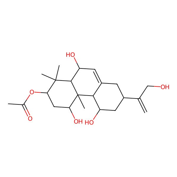 2D Structure of [(2R,4R,4aR,4bS,5R,7R,10R,10aS)-4,5,10-trihydroxy-7-(3-hydroxyprop-1-en-2-yl)-1,1,4a-trimethyl-2,3,4,4b,5,6,7,8,10,10a-decahydrophenanthren-2-yl] acetate