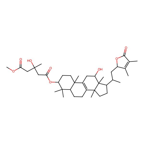 2D Structure of 1-O-[17-[1-(3,4-dimethyl-5-oxo-2H-furan-2-yl)propan-2-yl]-12-hydroxy-4,4,10,13,14-pentamethyl-2,3,5,6,7,11,12,15,16,17-decahydro-1H-cyclopenta[a]phenanthren-3-yl] 5-O-methyl 3-hydroxy-3-methylpentanedioate