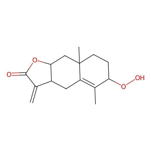 2D Structure of (3aR,6R,8aR,9aR)-6-hydroperoxy-5,8a-dimethyl-3-methylidene-4,6,7,8,9,9a-hexahydro-3aH-benzo[f][1]benzofuran-2-one
