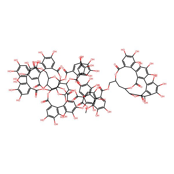 2D Structure of [(2R,24R,29R)-7,8,9,12,13,14,17,18,19,29-decahydroxy-4,22,27-trioxo-3,23,26-trioxahexacyclo[13.10.3.12,6.05,10.011,28.016,21]nonacosa-5(10),6,8,11,13,15(28),16,18,20-nonaen-24-yl]methyl 2-[4-[6-[[(2R,19R,20S)-14-[6-[[(10R,11S,12S)-3,4,5,13,21,22,23-heptahydroxy-8,18-dioxo-11-(3,4,5-trihydroxybenzoyl)oxy-9,14,17-trioxatetracyclo[17.4.0.02,7.010,15]tricosa-1(23),2,4,6,19,21-hexaen-12-yl]oxycarbonyl]-2,3,4-trihydroxyphenoxy]-7,8,9,12,13,28,29,30,33,34,35-undecahydroxy-4,17,25,38-tetraoxo-3,18,21,24,39-pentaoxaheptacyclo[20.17.0.02,19.05,10.011,16.026,31.032,37]nonatriaconta-5,7,9,11,13,15,26,28,30,32,34,36-dodecaen-20-yl]oxycarbonyl]-2,3,4-trihydroxyphenoxy]-2,3-dihydroxy-6-methoxycarbonylphenyl]-3,4,5-trihydroxybenzoate