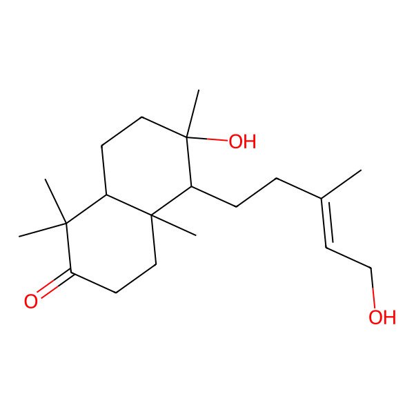 2D Structure of 6-Hydroxy-5-(5-hydroxy-3-methylpent-3-enyl)-1,1,4a,6-tetramethyl-3,4,5,7,8,8a-hexahydronaphthalen-2-one
