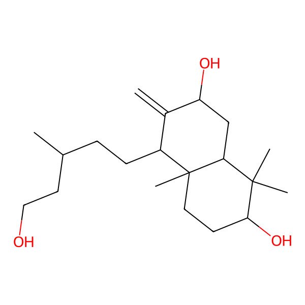 2D Structure of 4-(5-hydroxy-3-methylpentyl)-4a,8,8-trimethyl-3-methylidene-2,4,5,6,7,8a-hexahydro-1H-naphthalene-2,7-diol