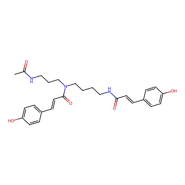 2D Structure of N-[4-[3-acetamidopropyl-[3-(4-hydroxyphenyl)prop-2-enoyl]amino]butyl]-3-(4-hydroxyphenyl)prop-2-enamide