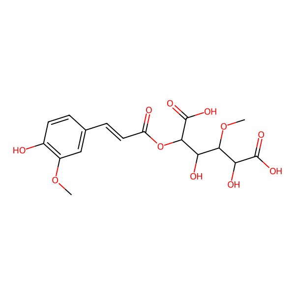 2D Structure of (2S,3S,4S,5R)-2,4-dihydroxy-5-[(E)-3-(4-hydroxy-3-methoxyphenyl)prop-2-enoyl]oxy-3-methoxyhexanedioic acid