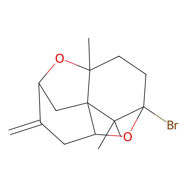 2D Structure of (1R,3R,6R,8R,11R)-3-bromo-2,2,6-trimethyl-9-methylidene-7,13-dioxatetracyclo[6.3.1.13,11.01,6]tridecane