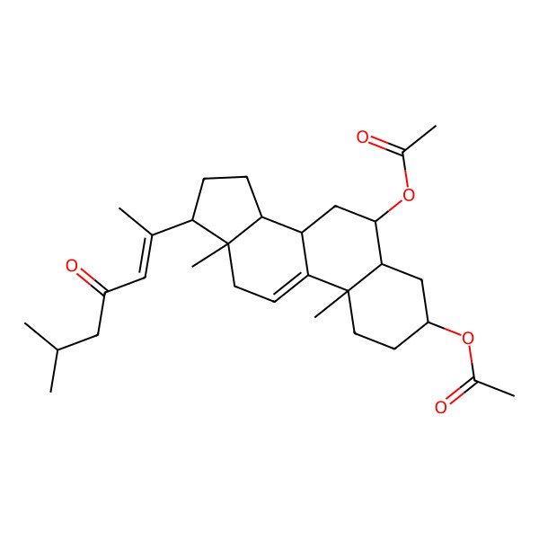 2D Structure of [(3S,5S,6S,8S,10S,13S,14S,17R)-6-acetyloxy-10,13-dimethyl-17-[(Z)-6-methyl-4-oxohept-2-en-2-yl]-2,3,4,5,6,7,8,12,14,15,16,17-dodecahydro-1H-cyclopenta[a]phenanthren-3-yl] acetate