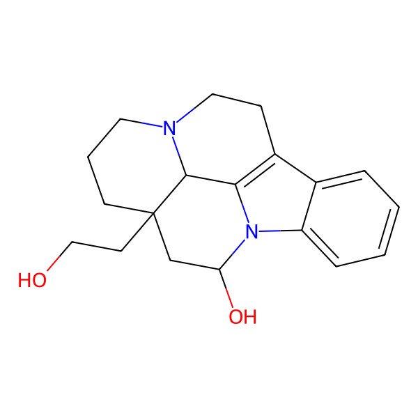2D Structure of (15S,17R,19R)-15-(2-hydroxyethyl)-1,11-diazapentacyclo[9.6.2.02,7.08,18.015,19]nonadeca-2,4,6,8(18)-tetraen-17-ol