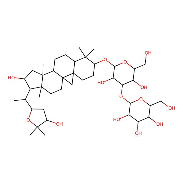 2D Structure of 2-[3,5-Dihydroxy-2-[[14-hydroxy-15-[1-(4-hydroxy-5,5-dimethyloxolan-2-yl)ethyl]-7,7,12,16-tetramethyl-6-pentacyclo[9.7.0.01,3.03,8.012,16]octadecanyl]oxy]-6-(hydroxymethyl)oxan-4-yl]oxy-6-(hydroxymethyl)oxane-3,4,5-triol