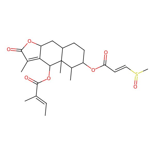 2D Structure of [3,4a,5-Trimethyl-6-(3-methylsulfinylprop-2-enoyloxy)-2-oxo-4,5,6,7,8,8a,9,9a-octahydrobenzo[f][1]benzofuran-4-yl] 2-methylbut-2-enoate