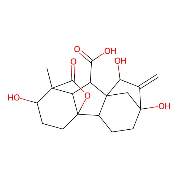 2D Structure of (1S,2S,4aR,4bR,7S,9S,9aR,10S,10aR)-2,7,9-trihydroxy-1-methyl-8-methylene-13-oxododecahydro-4a,1-(epoxymethano)-7,9a-methanobenzo[a]azulene-10-carboxylic acid