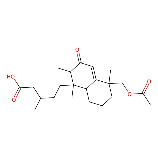 2D Structure of (3R)-5-[(1S,2R,5R,8aS)-5-(acetyloxymethyl)-1,2,5-trimethyl-3-oxo-6,7,8,8a-tetrahydro-2H-naphthalen-1-yl]-3-methylpentanoic acid