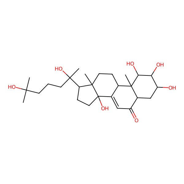 2D Structure of 17-(2,6-dihydroxy-6-methylheptan-2-yl)-1,2,3,14-tetrahydroxy-10,13-dimethyl-2,3,4,5,9,11,12,15,16,17-decahydro-1H-cyclopenta[a]phenanthren-6-one