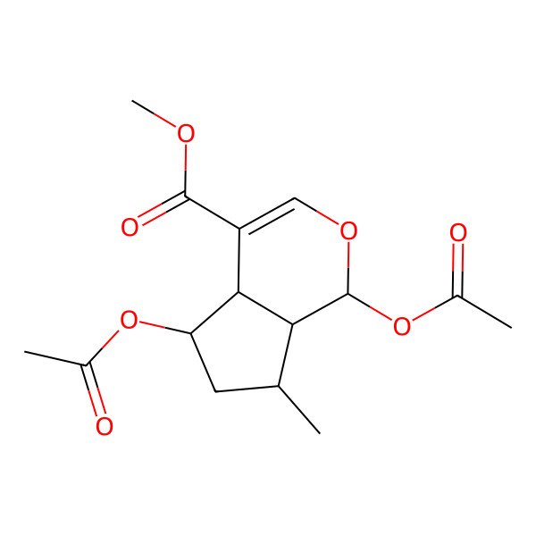 2D Structure of methyl (1S,4aS,5R,7S,7aR)-1,5-diacetyloxy-7-methyl-1,4a,5,6,7,7a-hexahydrocyclopenta[c]pyran-4-carboxylate