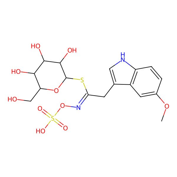 2D Structure of [3,4,5-trihydroxy-6-(hydroxymethyl)oxan-2-yl] 2-(5-methoxy-1H-indol-3-yl)-N-sulfooxyethanimidothioate