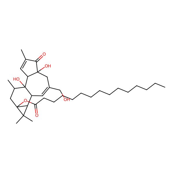 2D Structure of [1,6-Dihydroxy-8-(hydroxymethyl)-4,12,12,15-tetramethyl-5-oxo-13-tetracyclo[8.5.0.02,6.011,13]pentadeca-3,8-dienyl] pentadecanoate