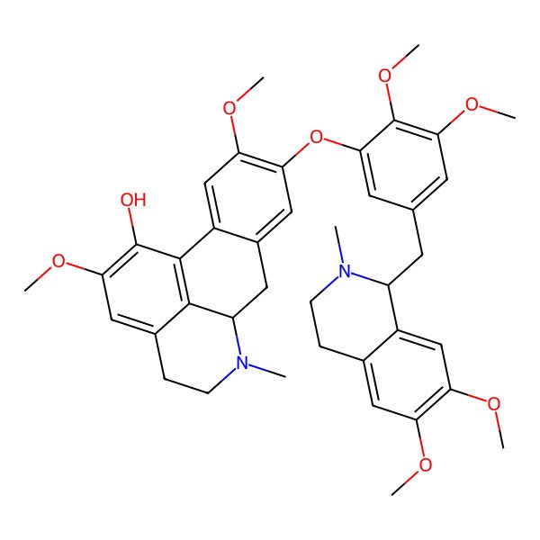 2D Structure of (6aS)-9-[5-[[(1R)-6,7-dimethoxy-2-methyl-3,4-dihydro-1H-isoquinolin-1-yl]methyl]-2,3-dimethoxyphenoxy]-2,10-dimethoxy-6-methyl-5,6,6a,7-tetrahydro-4H-dibenzo[de,g]quinolin-1-ol