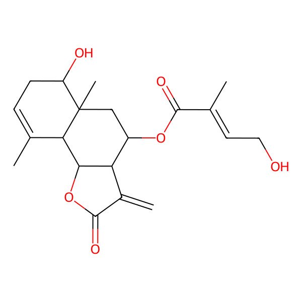 2D Structure of [(3aR,4R,5aR,6R,9aS,9bR)-6-hydroxy-5a,9-dimethyl-3-methylidene-2-oxo-4,5,6,7,9a,9b-hexahydro-3aH-benzo[g][1]benzofuran-4-yl] (E)-4-hydroxy-2-methylbut-2-enoate