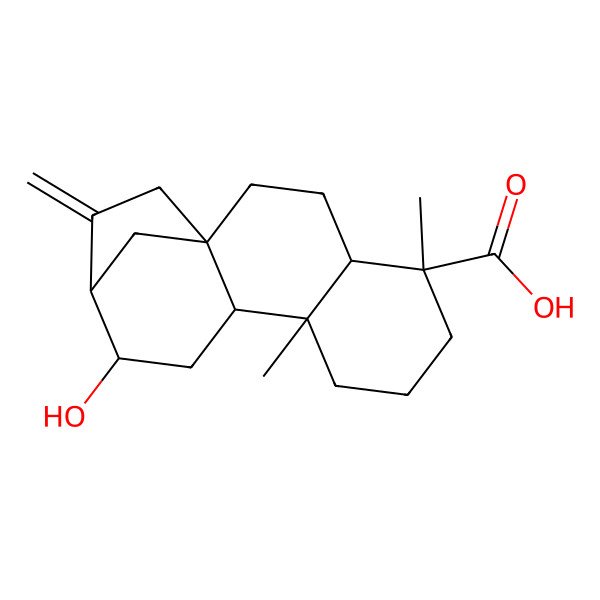 2D Structure of (1S,4S,5S,9S,10R,12S,13R)-12-hydroxy-5,9-dimethyl-14-methylidenetetracyclo[11.2.1.01,10.04,9]hexadecane-5-carboxylic acid