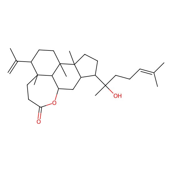 2D Structure of (1R,4R,5S,10R,12R,13S,16R,17R)-13-[(2S)-2-hydroxy-6-methylhept-5-en-2-yl]-1,5,16-trimethyl-4-prop-1-en-2-yl-9-oxatetracyclo[8.6.1.05,17.012,16]heptadecan-8-one
