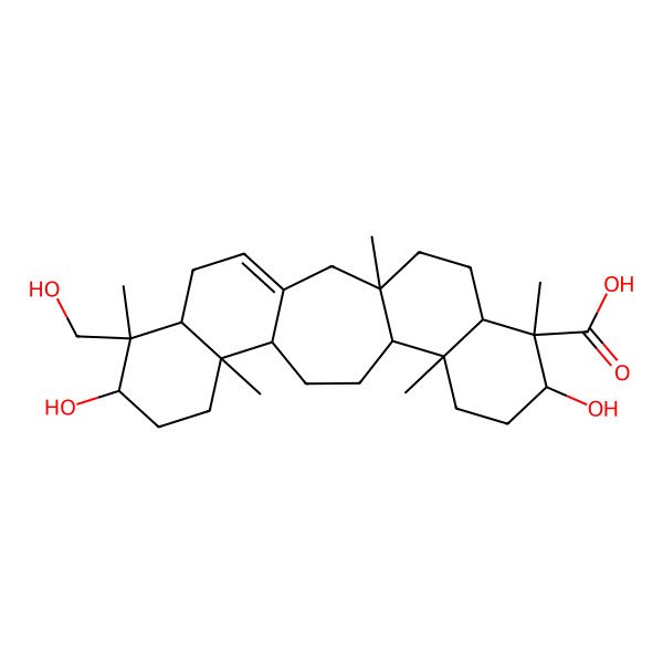 2D Structure of 8,19-Dihydroxy-20-(hydroxymethyl)-3,7,11,16,20-pentamethylpentacyclo[13.8.0.03,12.06,11.016,21]tricos-1(23)-ene-7-carboxylic acid