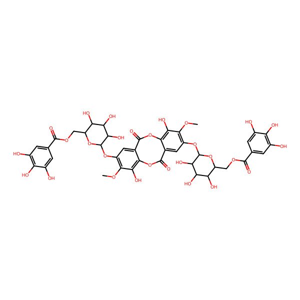 2D Structure of [(2R,3S,4S,6S)-6-[4,10-dihydroxy-3,9-dimethoxy-6,12-dioxo-2-[(2S,3R,4S,5S,6R)-3,4,5-trihydroxy-6-[(3,4,5-trihydroxybenzoyl)oxymethyl]oxan-2-yl]oxybenzo[c][1,5]benzodioxocin-8-yl]oxy-3,4,5-trihydroxyoxan-2-yl]methyl 3,4,5-trihydroxybenzoate
