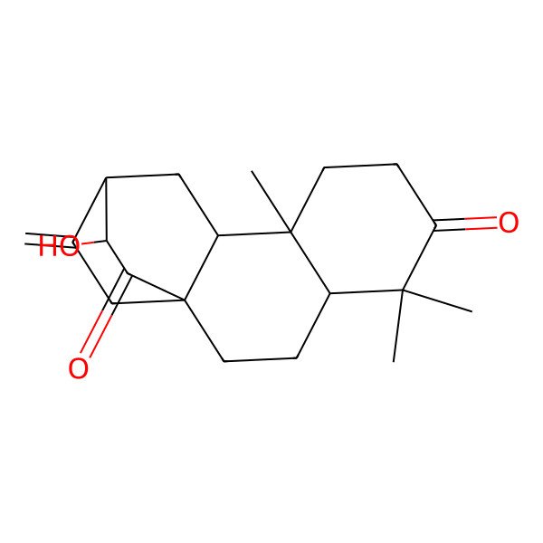 2D Structure of (1S,4S,9R,10S,12R,13R)-13-hydroxy-5,5,9-trimethyl-16-methylidenetetracyclo[10.2.2.01,10.04,9]hexadecane-6,14-dione