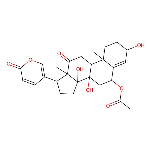 2D Structure of 6beta-Acetoxy-3beta,8beta,14beta-trihydroxy-12-oxobufa-4,20,22-trienolide