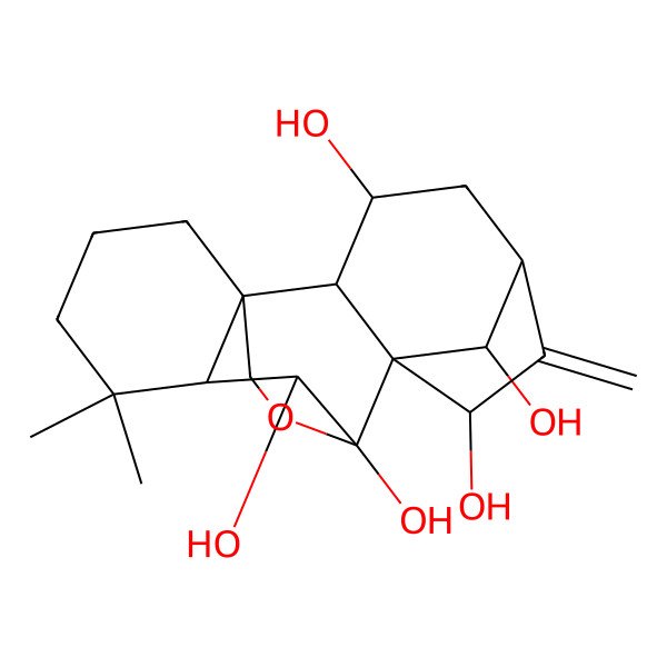 2D Structure of (6beta,7alpha,11beta,14R,15beta)-7,20-Epoxykaur-16-ene-6,7,11,14,15-pentol