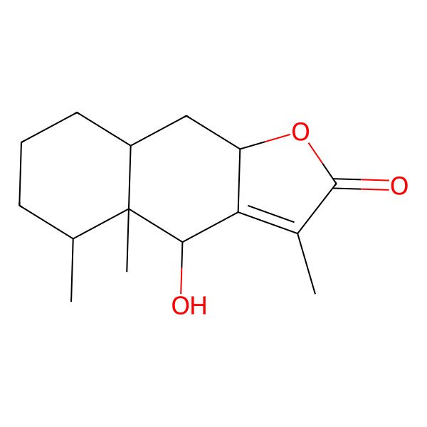 2D Structure of (6beta,8alpha)-6-Hydroxy-7(11)-eremophilen-12,8-olide