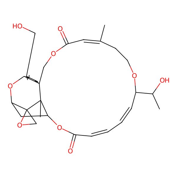2D Structure of (1R,3R,8R,12E,17R,18E,20E,24R,25S,26S)-17-[(1R)-1-hydroxyethyl]-5-(hydroxymethyl)-13,25-dimethylspiro[2,10,16,23-tetraoxatetracyclo[22.2.1.03,8.08,25]heptacosa-4,12,18,20-tetraene-26,2'-oxirane]-11,22-dione