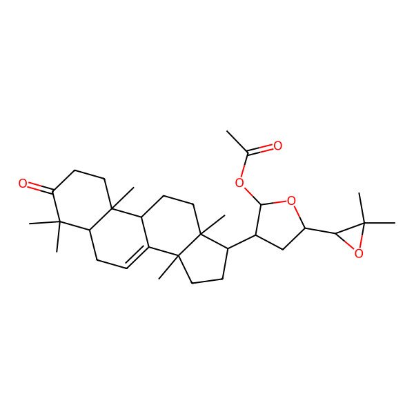 2D Structure of [5-(3,3-Dimethyloxiran-2-yl)-3-(4,4,10,13,14-pentamethyl-3-oxo-1,2,5,6,9,11,12,15,16,17-decahydrocyclopenta[a]phenanthren-17-yl)oxolan-2-yl] acetate