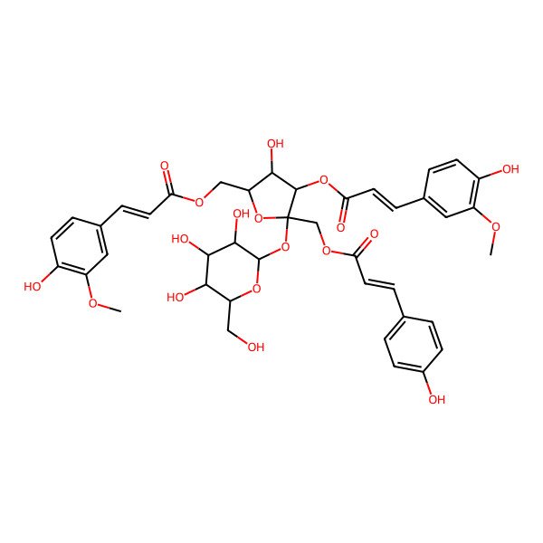 2D Structure of [4-Hydroxy-3-[3-(4-hydroxy-3-methoxyphenyl)prop-2-enoyloxy]-5-[3-(4-hydroxy-3-methoxyphenyl)prop-2-enoyloxymethyl]-2-[3,4,5-trihydroxy-6-(hydroxymethyl)oxan-2-yl]oxyoxolan-2-yl]methyl 3-(4-hydroxyphenyl)prop-2-enoate