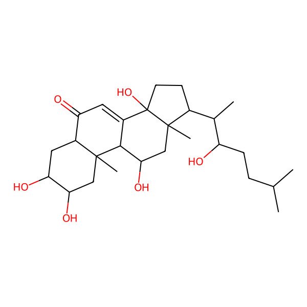 2D Structure of (2S,3R,5R,9R,10R,11R,13R,14S,17R)-2,3,11,14-tetrahydroxy-17-[(2S,3R)-3-hydroxy-6-methylheptan-2-yl]-10,13-dimethyl-2,3,4,5,9,11,12,15,16,17-decahydro-1H-cyclopenta[a]phenanthren-6-one