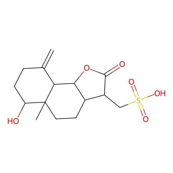 2D Structure of [(3S,3aS,5aR,6R,9aS,9bS)-6-hydroxy-5a-methyl-9-methylidene-2-oxo-3a,4,5,6,7,8,9a,9b-octahydro-3H-benzo[g][1]benzofuran-3-yl]methanesulfonic acid